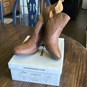 Adams Brown Ankle Boots with Lace-Up Design